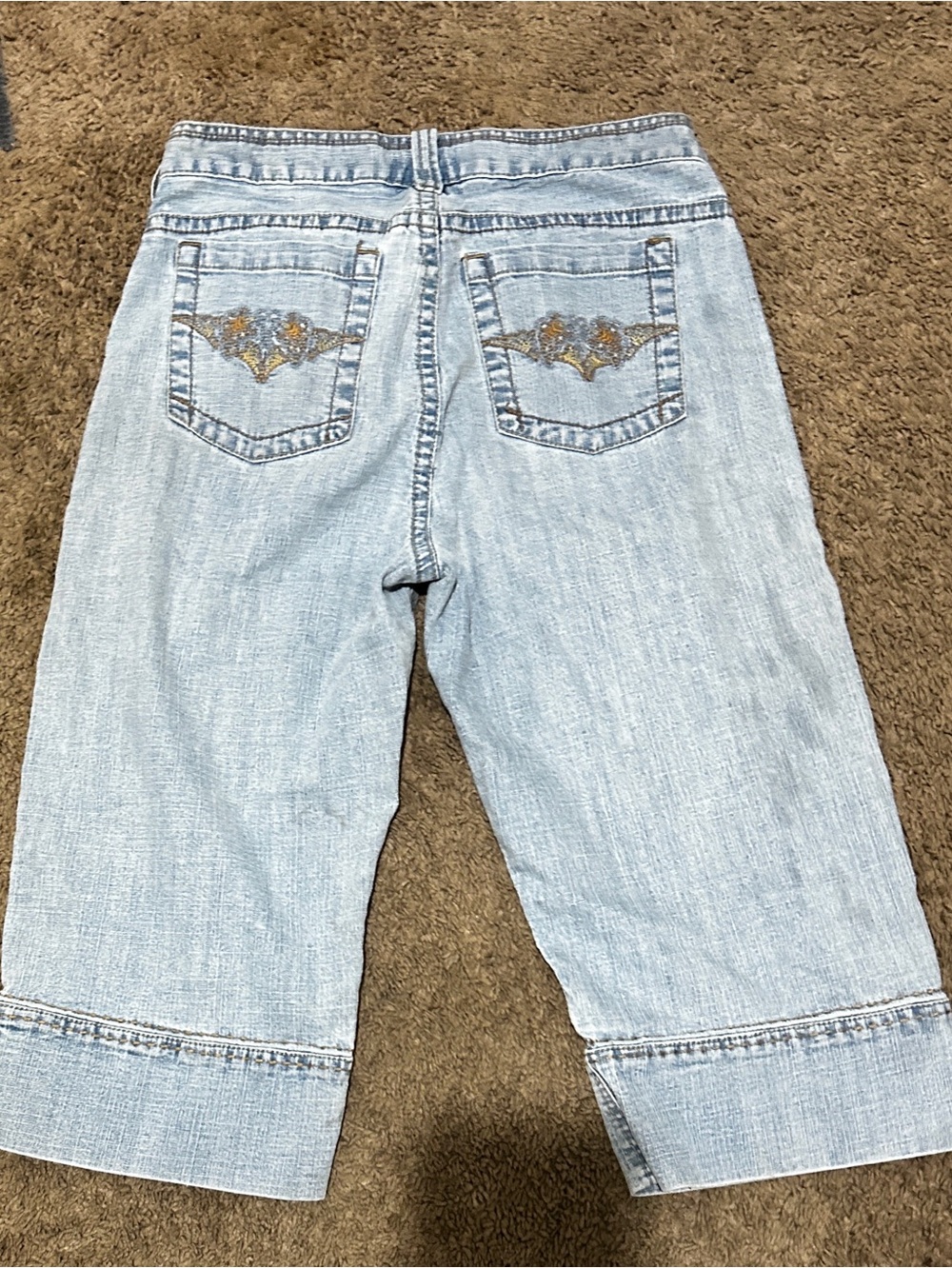 Christopher & Banks Light Blue Cropped Jeans with Embroidered Pockets